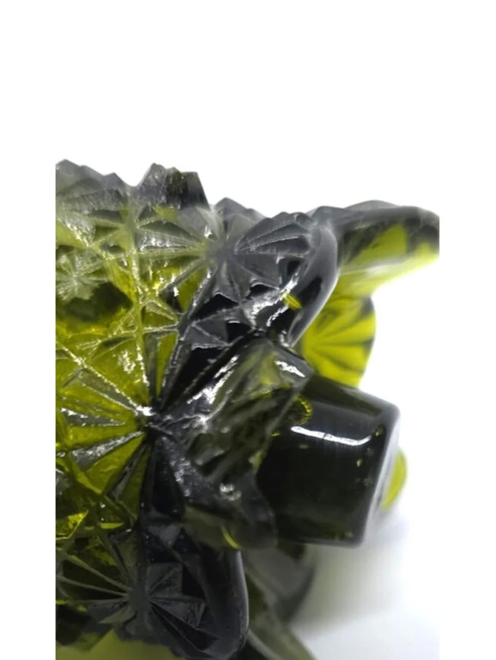 L G WRIGHT GREEN GLASS DAISY AND BUTTON VOTIVE CANDLE Vintage Made in JAPAN LOT